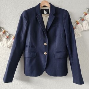 J. Crew Schoolboy Wool Single Breasted Navy Blazer Slim Business Contemporary 2